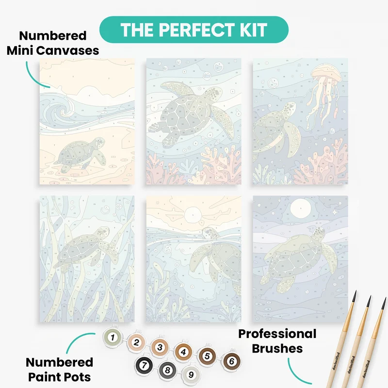 Sea Turtles - Mini Paint by Numbers Set