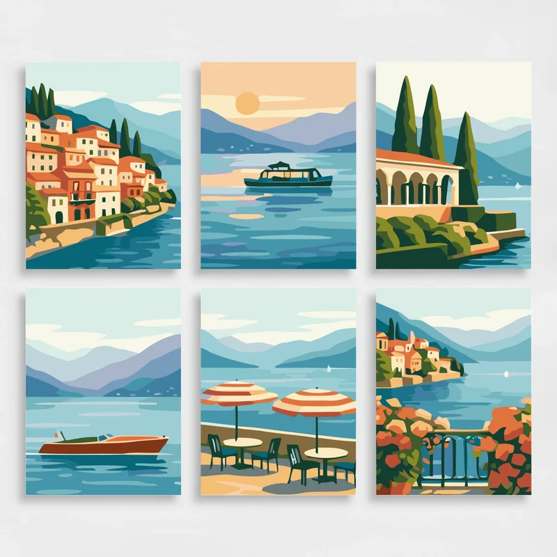 Lake Como - Mini Paint by Numbers Set