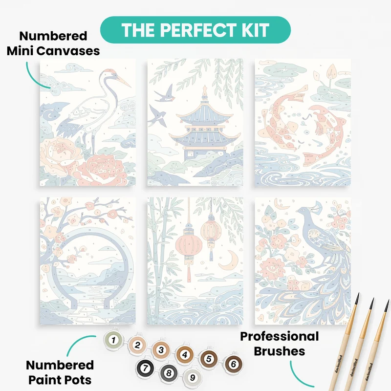 Chinoiserie - Mini Paint by Numbers Set