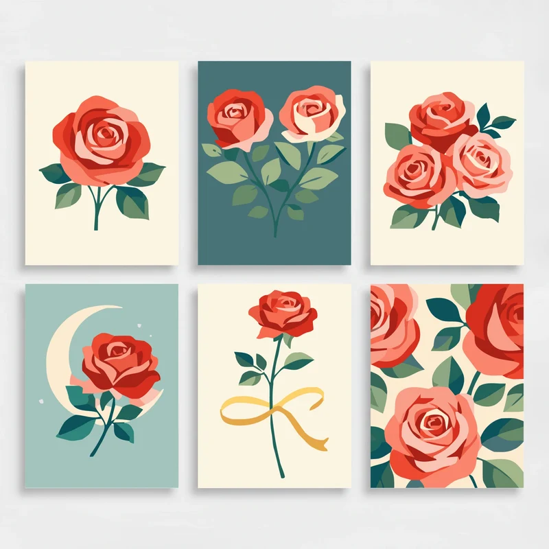 Roses - Mini Paint by Numbers Set