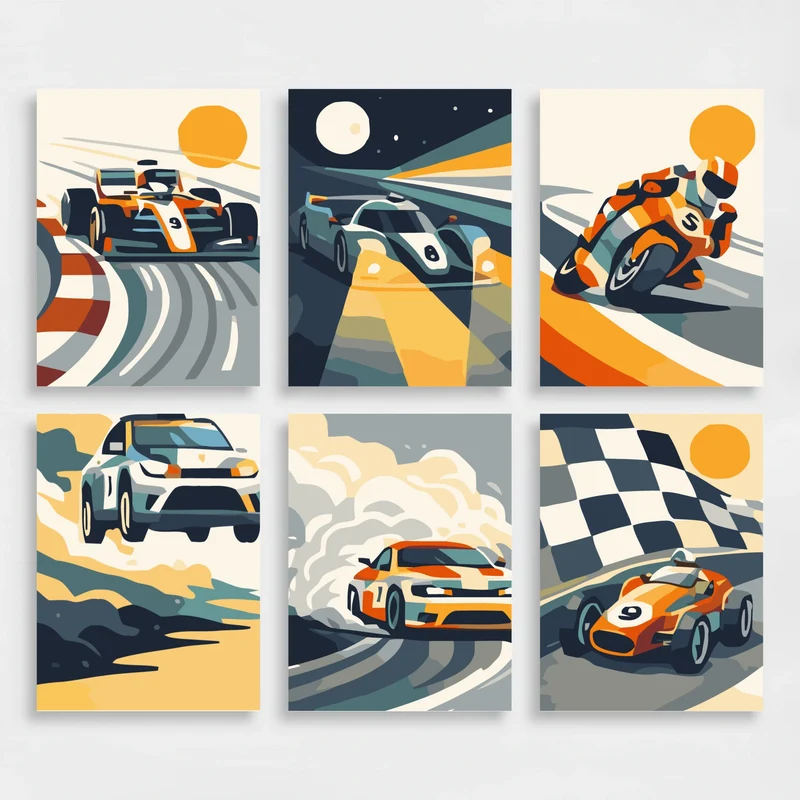 Motorsports - Mini Paint by Numbers Set