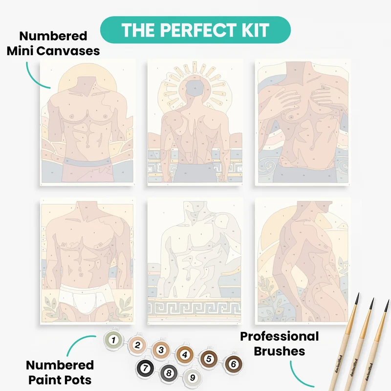 Male Body - Mini Paint by Numbers Set