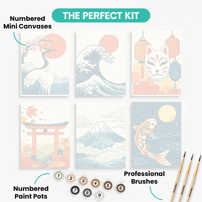 Japanese Art - Mini Paint by Numbers Set