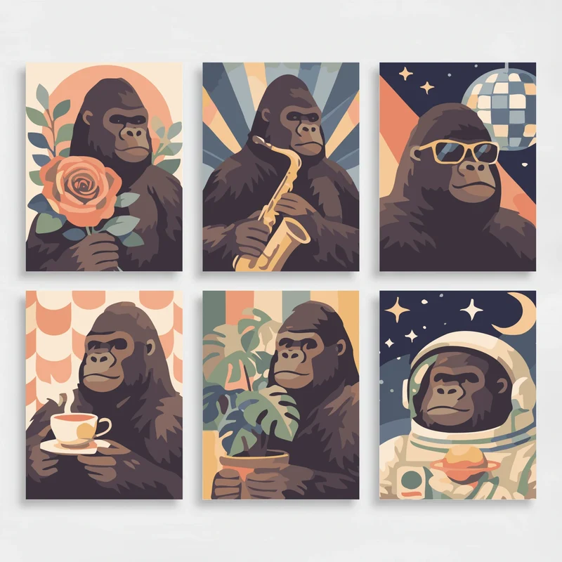 Gorillas - Mini Paint by Numbers Set