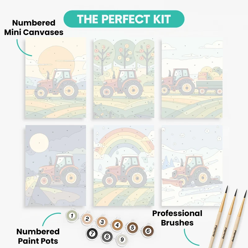 Tractors Through the Seasons - Mini Paint by Numbers Set