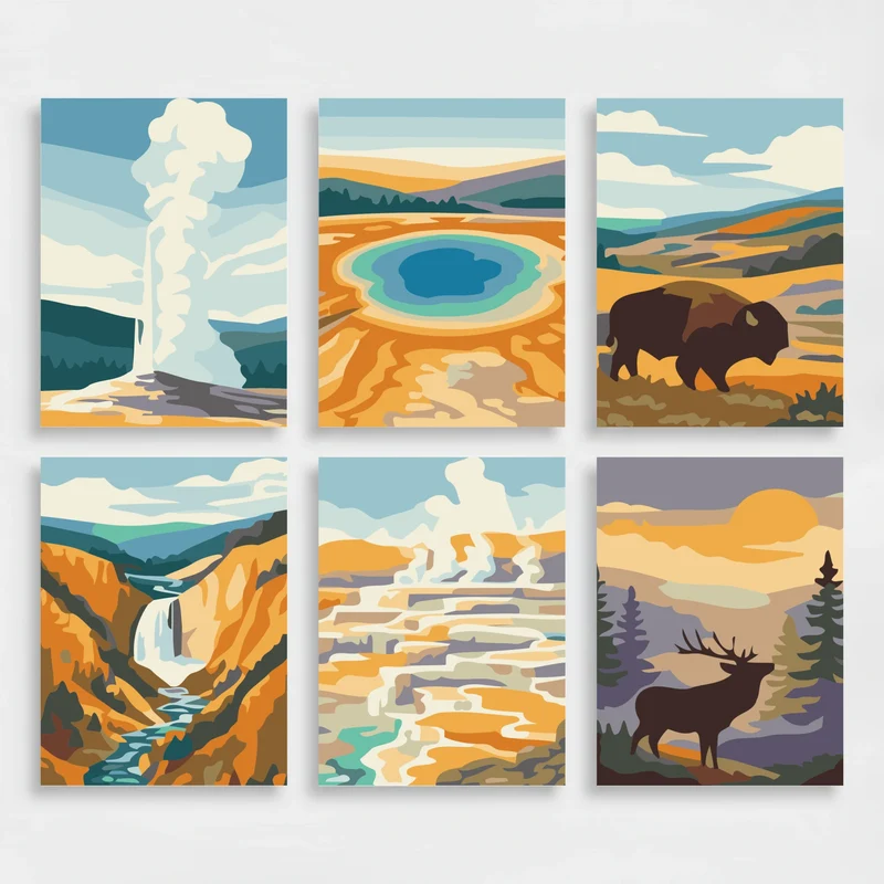 Yellowstone National Park - Mini Paint by Numbers Set
