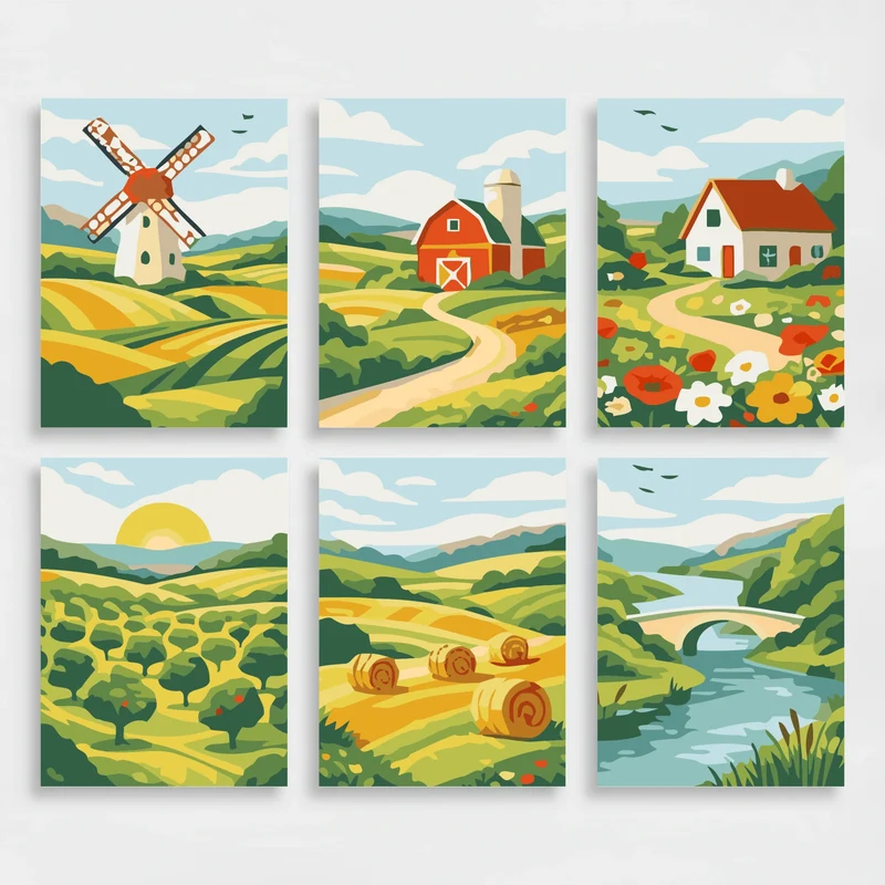 Countryside - Mini Paint by Numbers Set