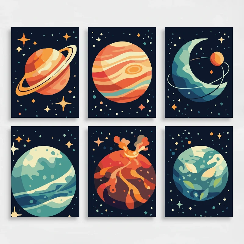 Cosmic Worlds - Mini Paint by Numbers Set