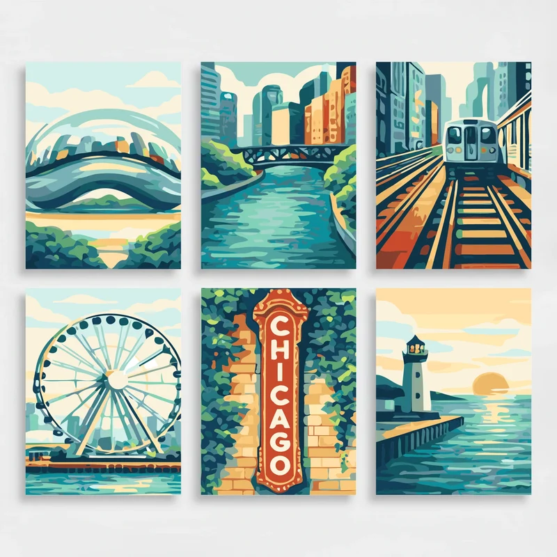 Chicago Landmarks - Mini Paint by Numbers Set