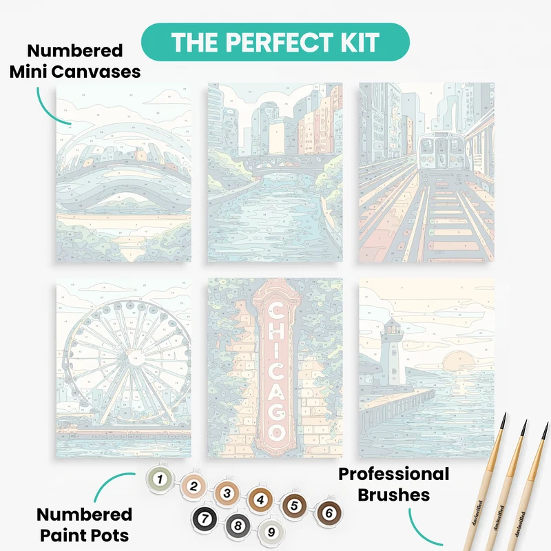 Chicago Landmarks - Mini Paint by Numbers Set