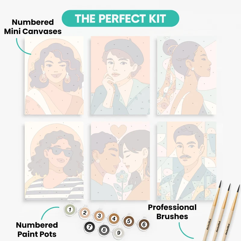 Vintage Portraits - Mini Paint by Numbers Set