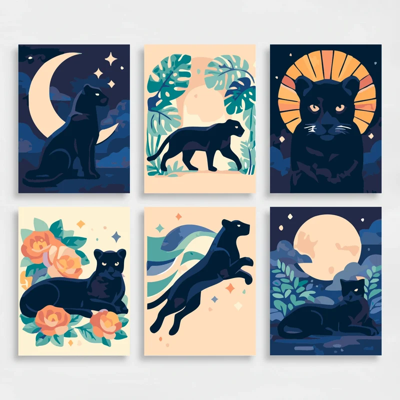 Midnight Panthers - Mini Paint by Numbers Set
