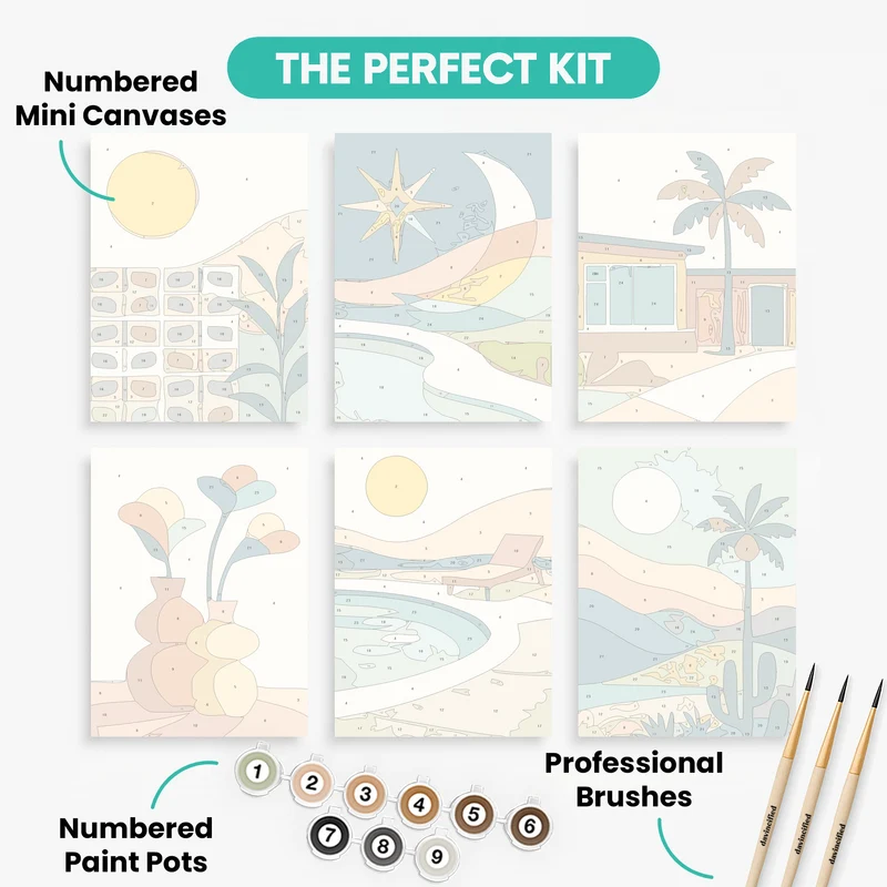 Mid Century Modern - Mini Paint by Numbers Set
