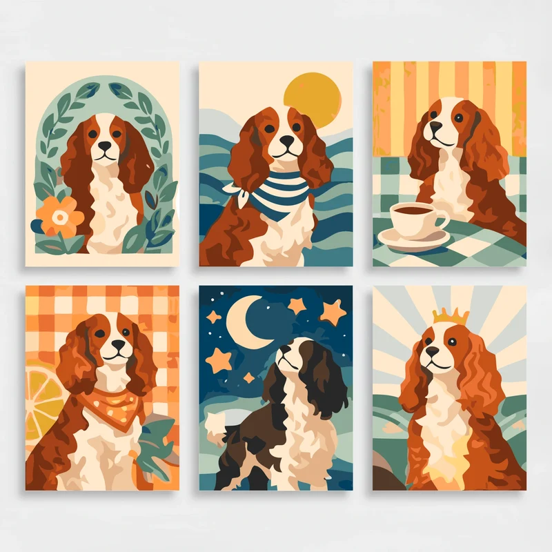 Cavalier King Charles Spaniel - Mini Paint by Numbers Set