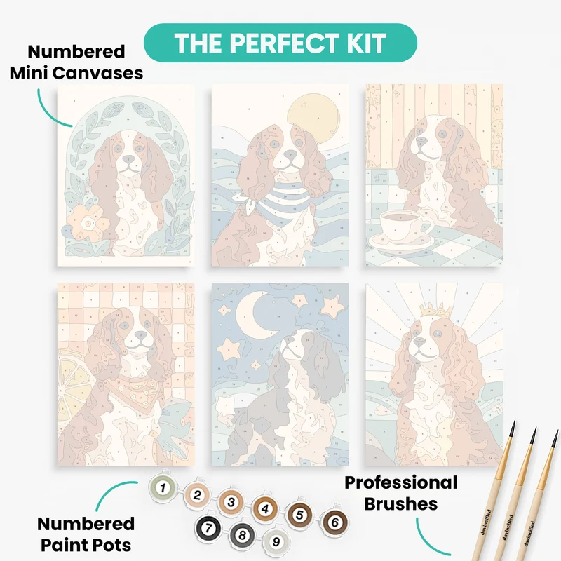 Cavalier King Charles Spaniel - Mini Paint by Numbers Set