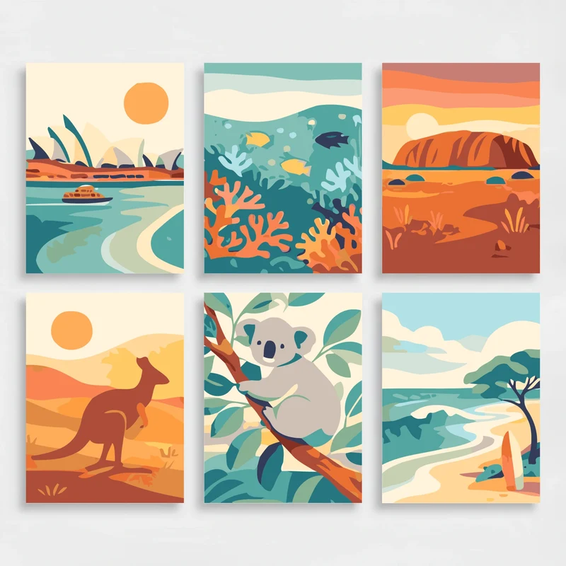 Australian Icons - Mini Paint by Numbers Set