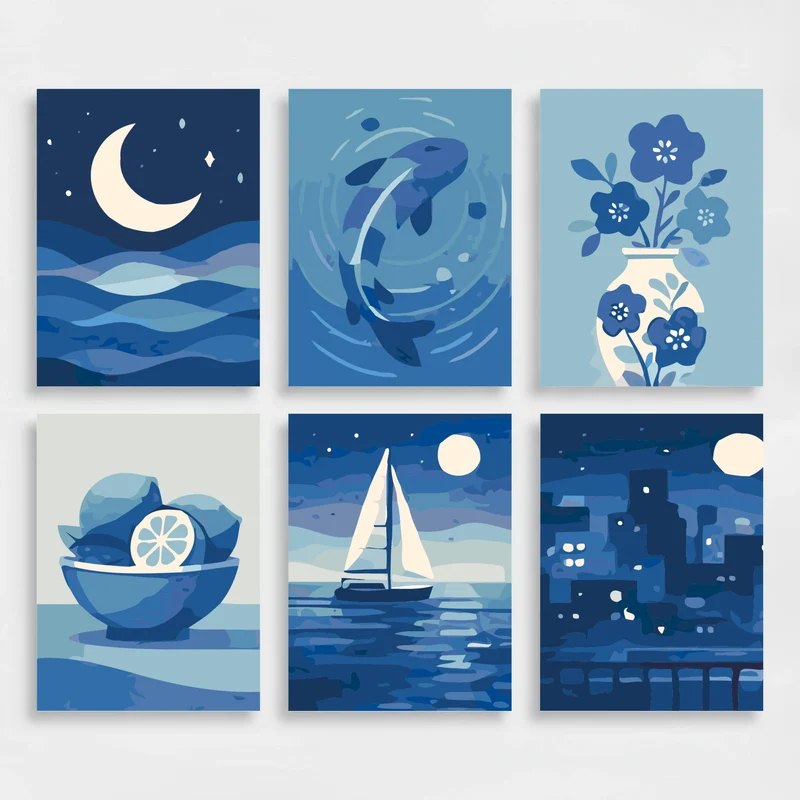 Blue Serenity - Mini Paint by Numbers Set