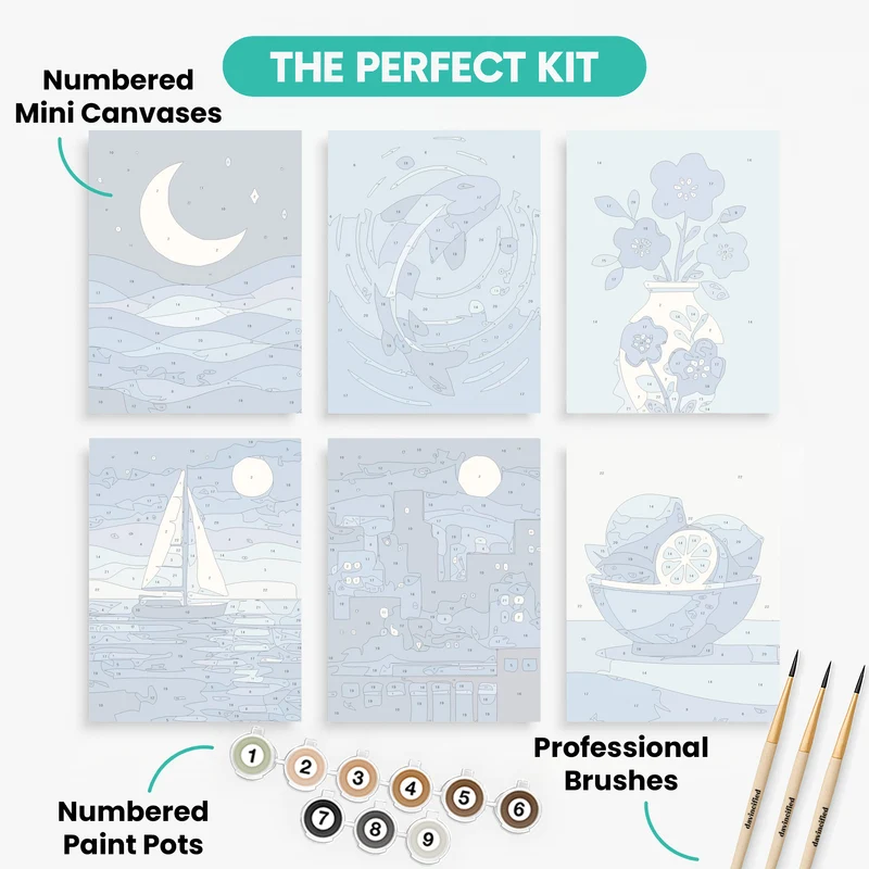 Blue Serenity - Mini Paint by Numbers Set