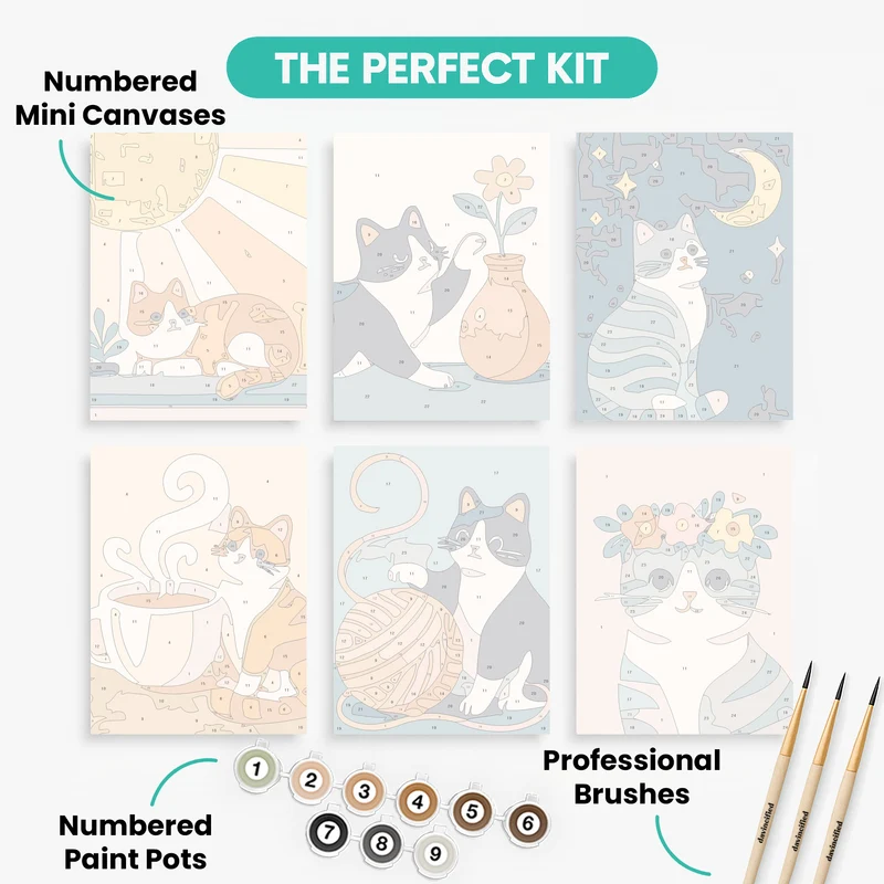 Cats - Mini Paint by Numbers Set