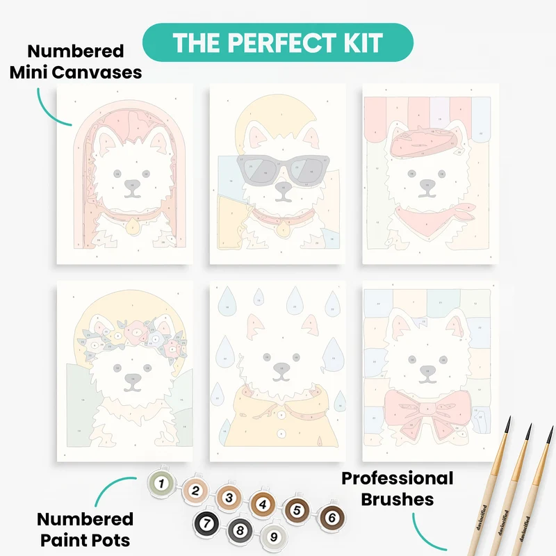 Westies - Mini Paint by Numbers Set