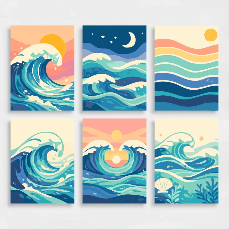 Waves - Mini Paint by Numbers Set