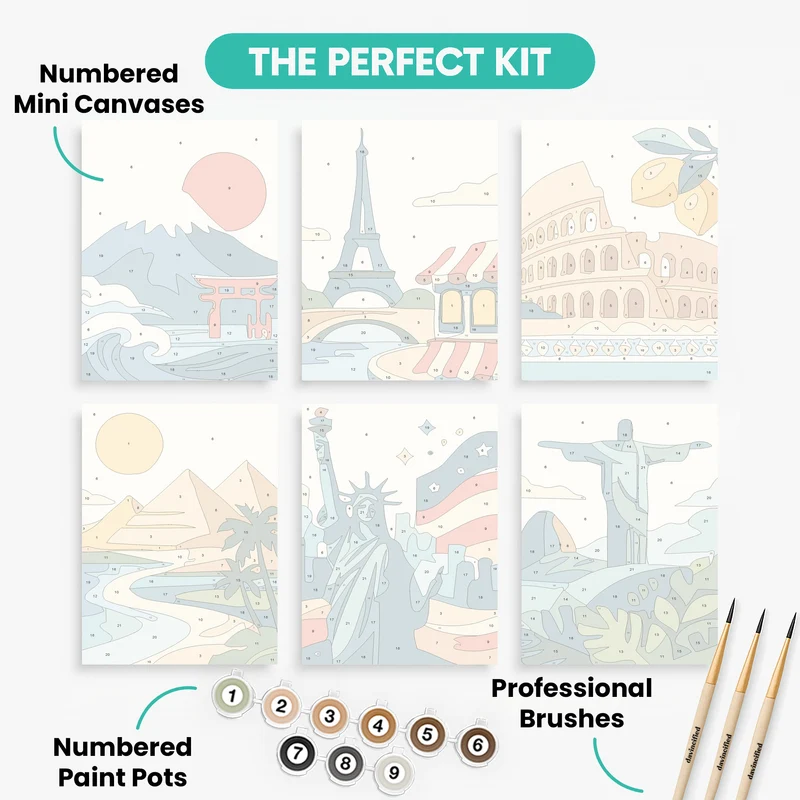 World Wonders - Mini Paint by Numbers Set