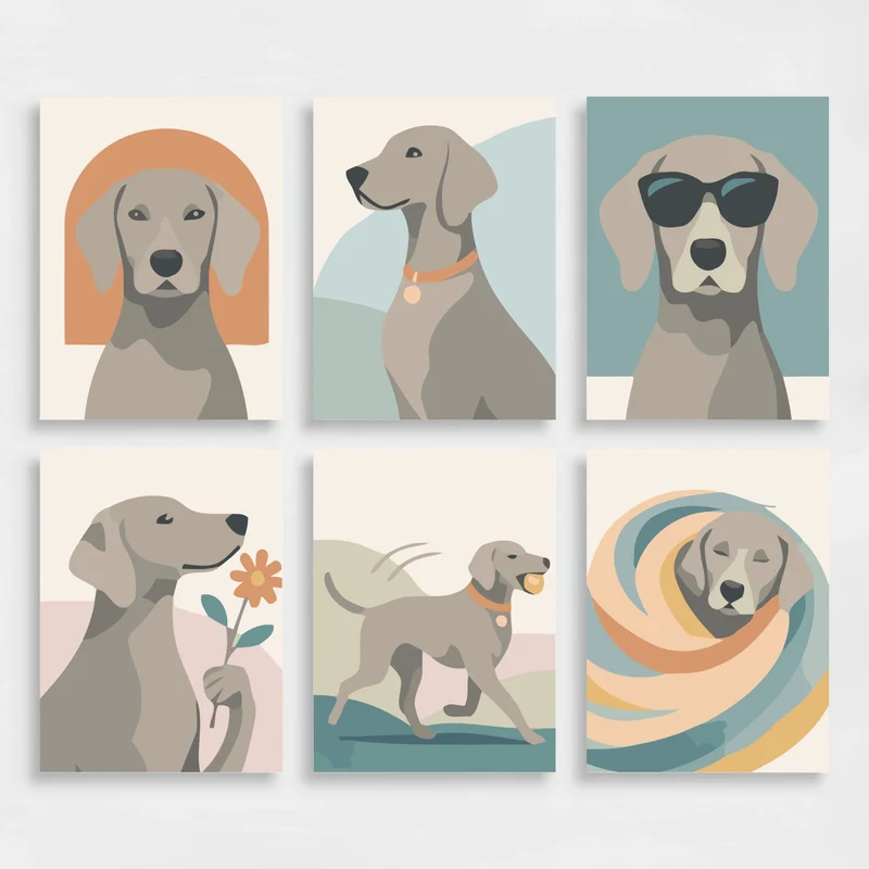 Weimaraners - Mini Paint by Numbers Set