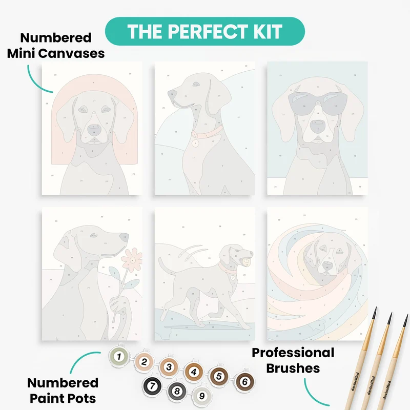 Weimaraners - Mini Paint by Numbers Set