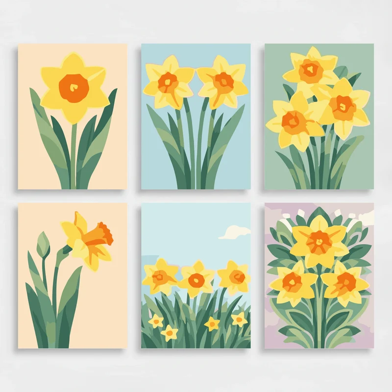 Daffodils - Mini Paint by Numbers Set