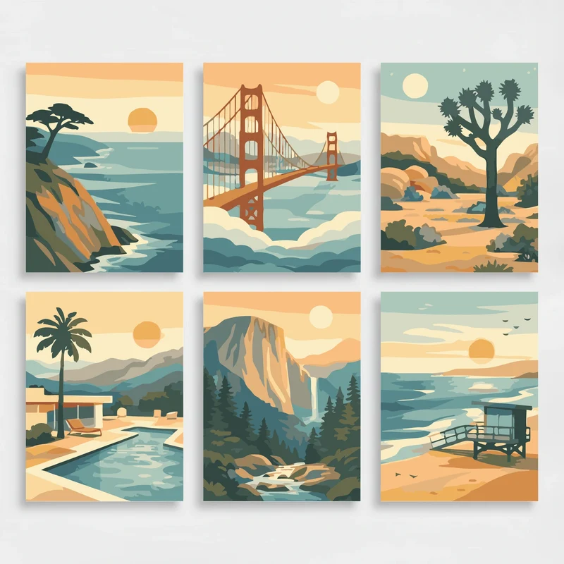 California - Mini Paint by Numbers Set