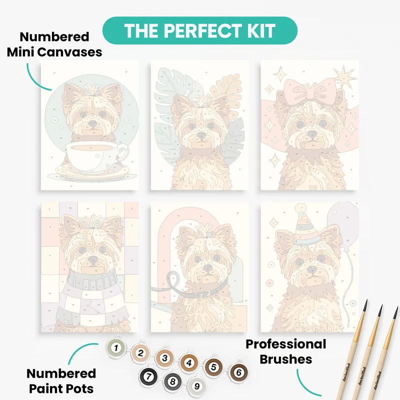 Yorkshire Terriers - Mini Paint by Numbers Set