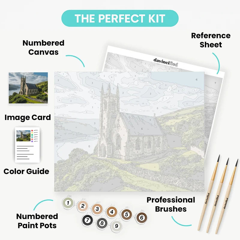 Gothic Church by the Lake - Paint by Numbers Kit