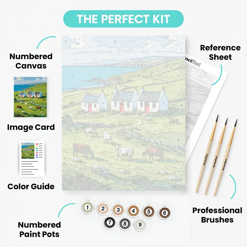 Irish Coastal Cottages - Paint by Numbers Kit