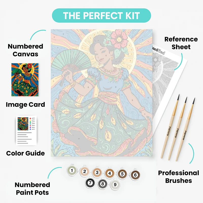 Mexican Dancer with Fan - Paint by Numbers Kit