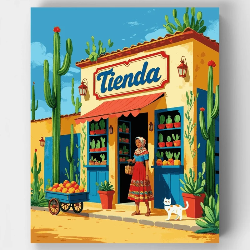 Mexican Village Store - Paint by Numbers Kit
