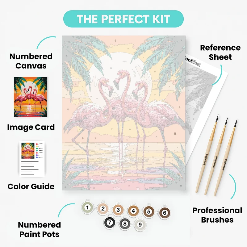 Tropical Flamingo Sunset - Paint by Numbers Kit
