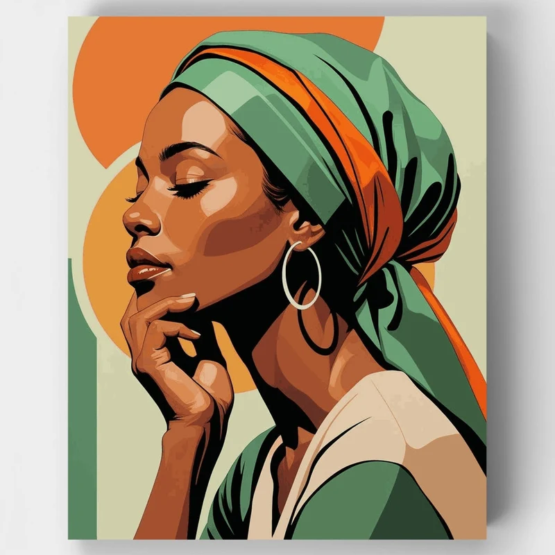 African Woman in Headwrap - Paint by Numbers Kit