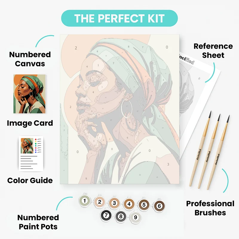 African Woman in Headwrap - Paint by Numbers Kit