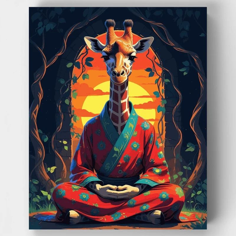 Zen Giraffe Meditation - Paint by Numbers Kit