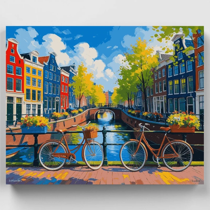 Amsterdam Canal Scene - Paint by Numbers Kit
