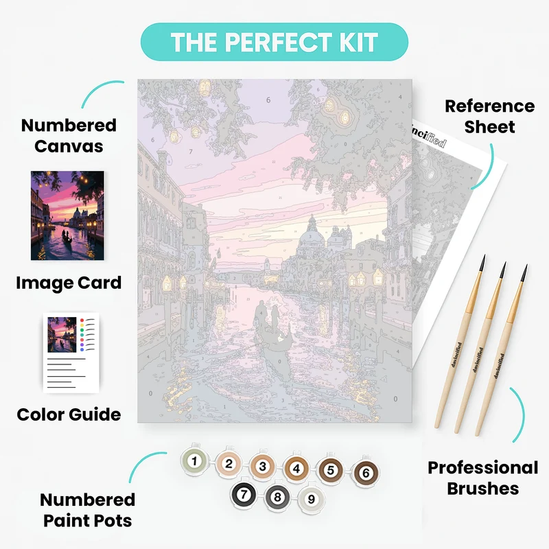 Venice Gondola Romance at Sunset - Paint by Numbers Kit