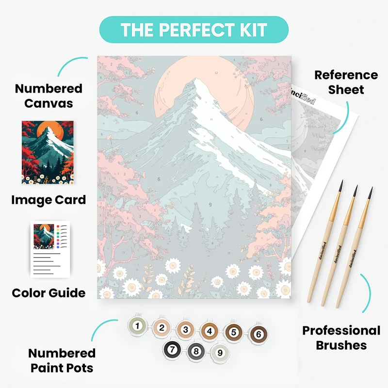 Japanese Mountain Sunset - Paint by Numbers Kit