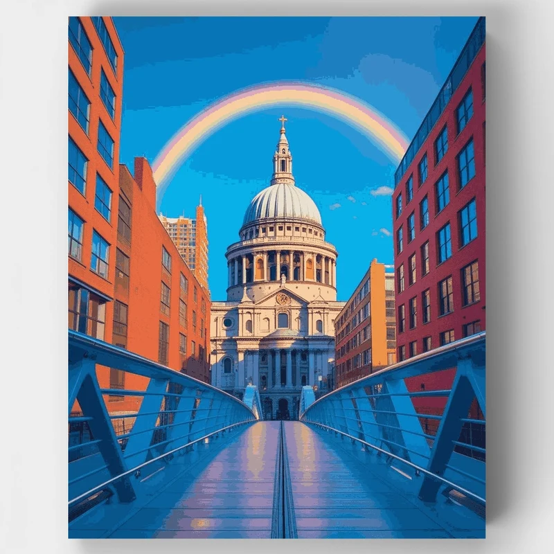 St. Paul's Cathedral Rainbow Bridge - Paint by Numbers Kit