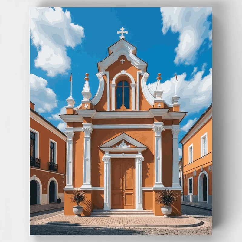 Mediterranean Church Facade - Paint by Numbers Kit