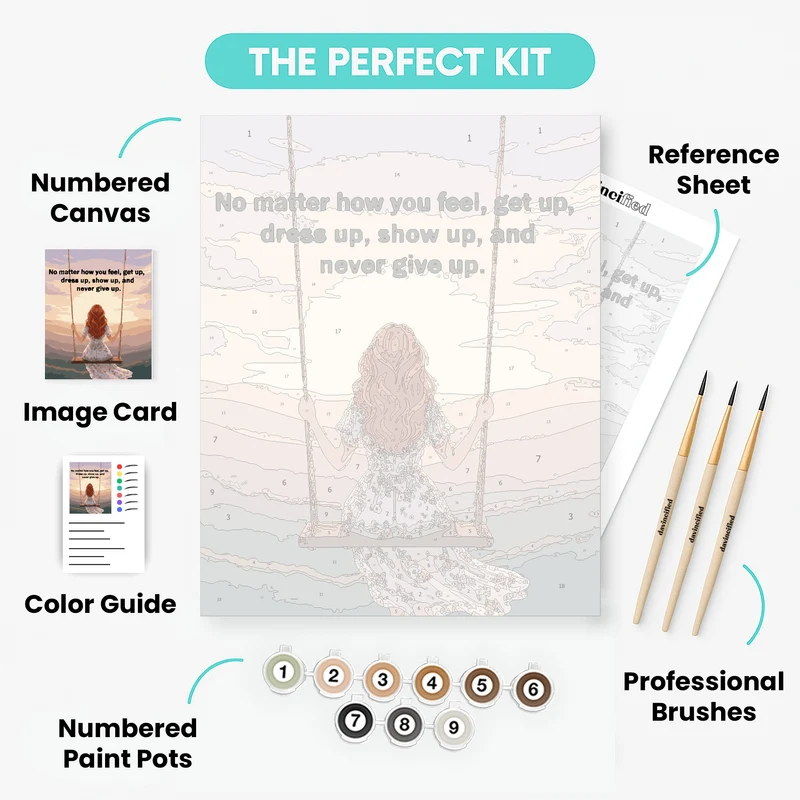 Never Give Up Swing Girl Sunset - Paint by Numbers Kit