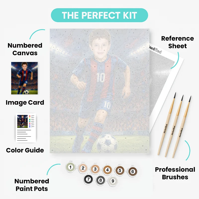 Blue & Red Stripes Soccer Star - Custom Paint by Numbers Kit