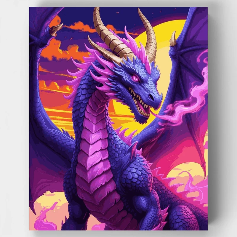 Purple Dragon Sunset - Paint by Numbers Kit