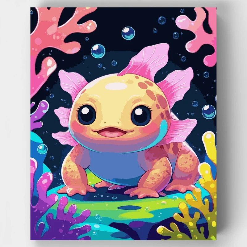 Cute Axolotl Underwater - Paint by Numbers Kit