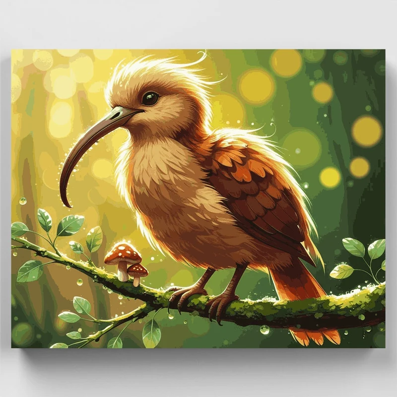 Magical Kiwi Bird in Enchanted Forest - Paint by Numbers Kit