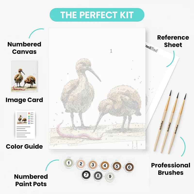 Two Kiwis and a Worm - Paint by Numbers Kit